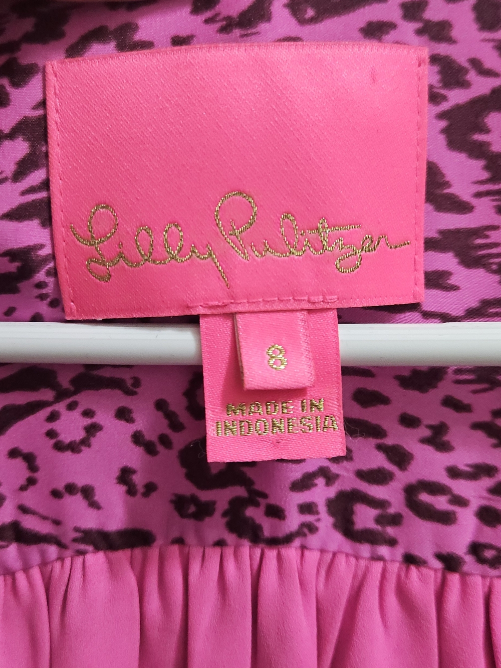 Lilly Pulitzer Deacon 3/4 Sleeve Dress Cerise Pink Pattern Play Sz 8 - Picture 8 of 15